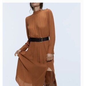 Zara Rust Long Sleeve Dress with Black Belt